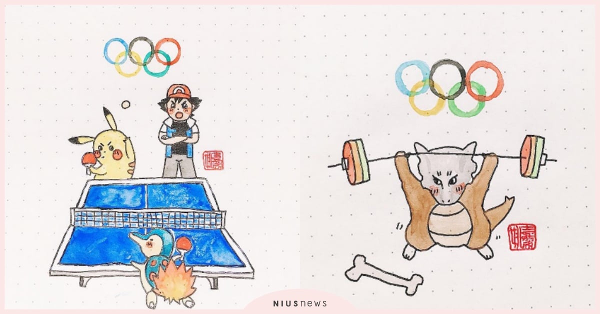 寶可夢也參加奧運 皮卡丘打桌球 可達鴨比柔道 香港插畫家手繪 寶可夢奧運賽 超q Bellamuseum Pokemon Olympic 精靈寶可夢 神奇寶貝